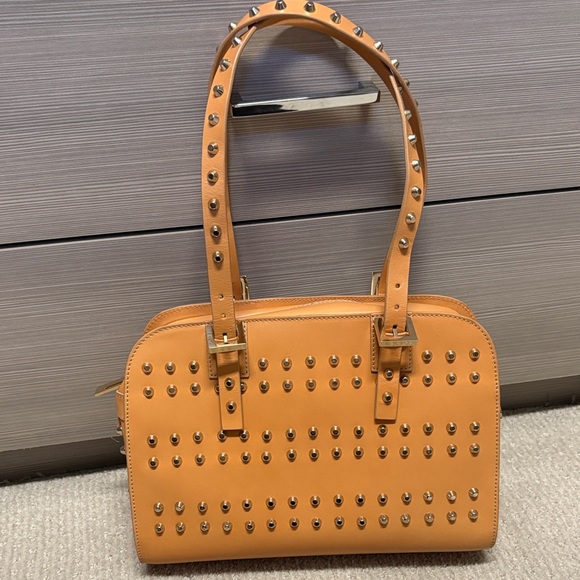 Fendi Handbags - NWOT Fendi Studded Tan Leather Bag